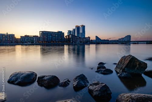 Helsinki city at sunset