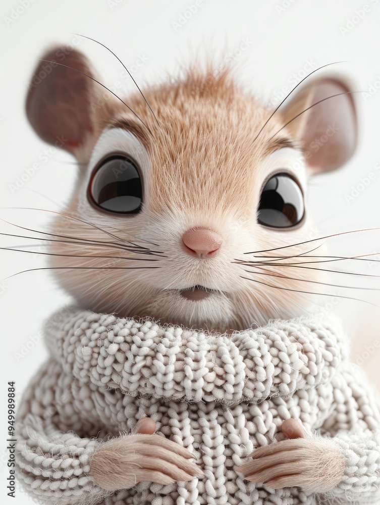 Cute cartoon squirrel wearing a sweater with a happy smile on a white background. Cute cartoon squirrel wearing a sweater with a happy smile on a white background.