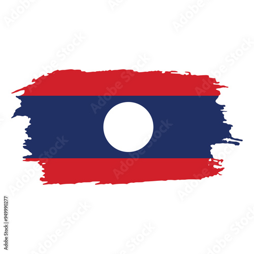 Brush painted national emblem of laos country on white background