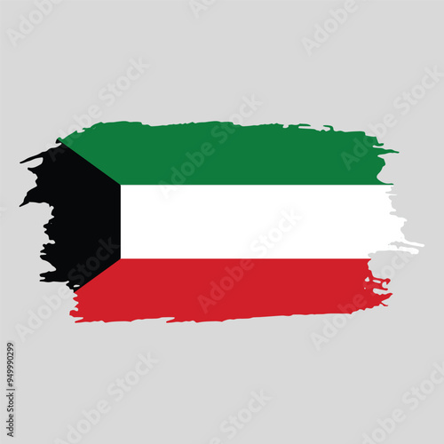 Brush painted national emblem of Kuwait country on white background