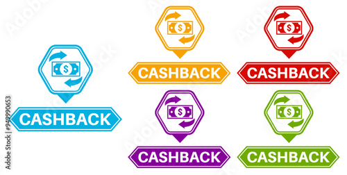 set vector cashback sign icon. discount Promotion badges symbol labels sticker design illustration	