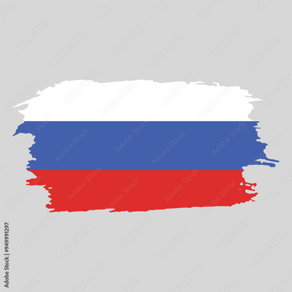Fototapeta premium Brush painted national emblem of Russia country on white background