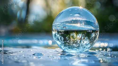 Wallpaper Mural reflective glass ball with water droplets Torontodigital.ca