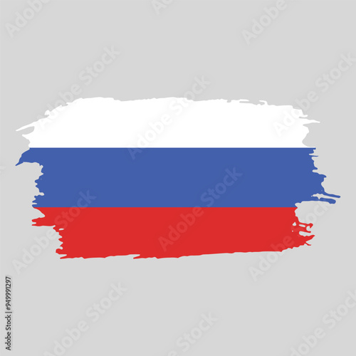 Brush painted national emblem of Russia country on white background