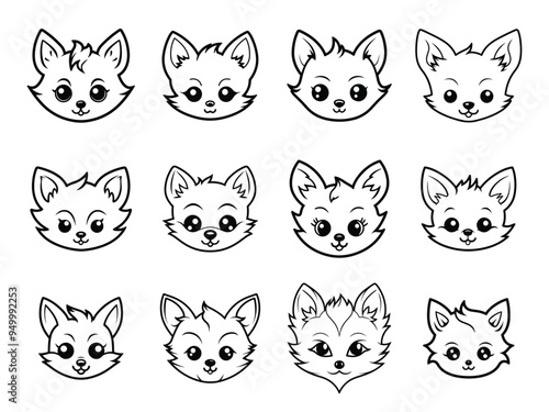 Cute fox head clipart design illustration