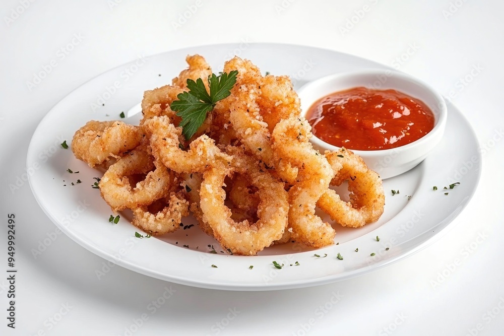 Crispy Fried Calamari with Spicy Marinara Sauce Crispy Fried Calamari with Spicy Marinara Sauce