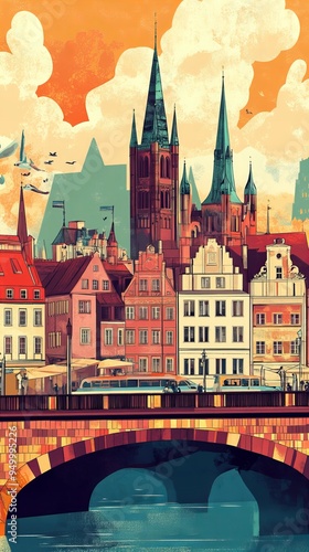 Wallpaper Mural Wrocław Wonders: Retro Travel Posters with a Modern Twist Torontodigital.ca