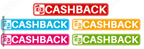 Set collections cashback trendy colorful icon sign.  return and refund symbol labels design template Vector illustration