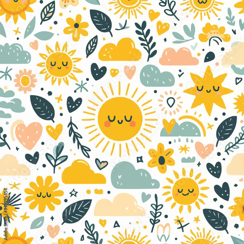 seamless pattern with sunflowers