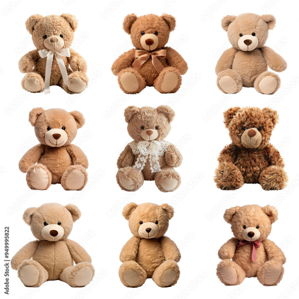PNG teddy bear doll design element set, transparent background PNG teddy bear doll design element set, transparent background