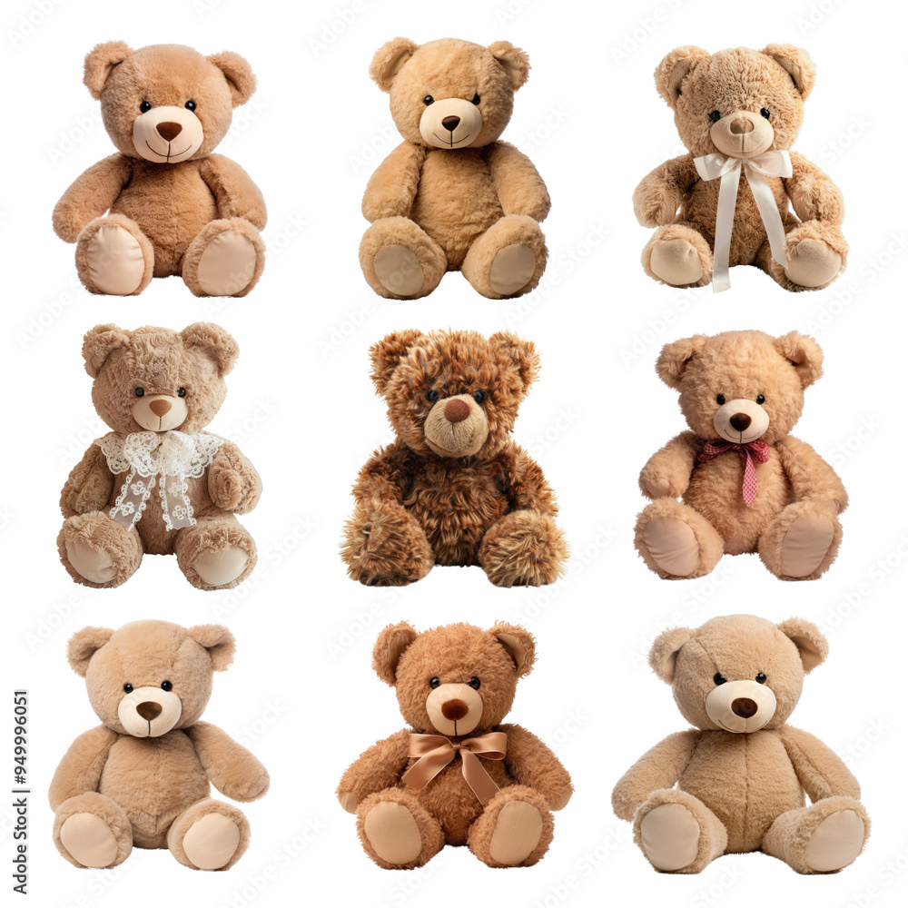 PNG teddy bear doll design element set, transparent background PNG teddy bear doll design element set, transparent background