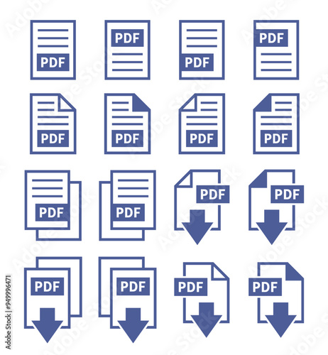 zestaw ikon pobierania plików PDF