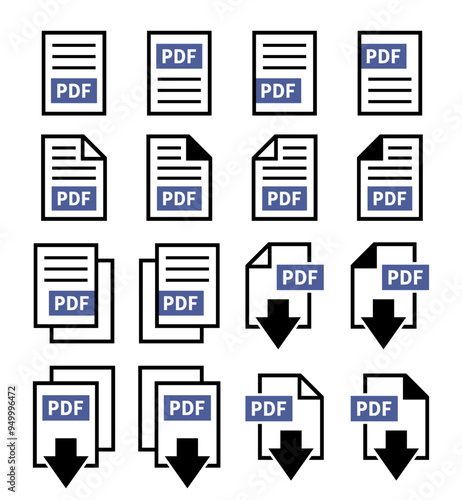 zestaw ikon pobierania plików PDF