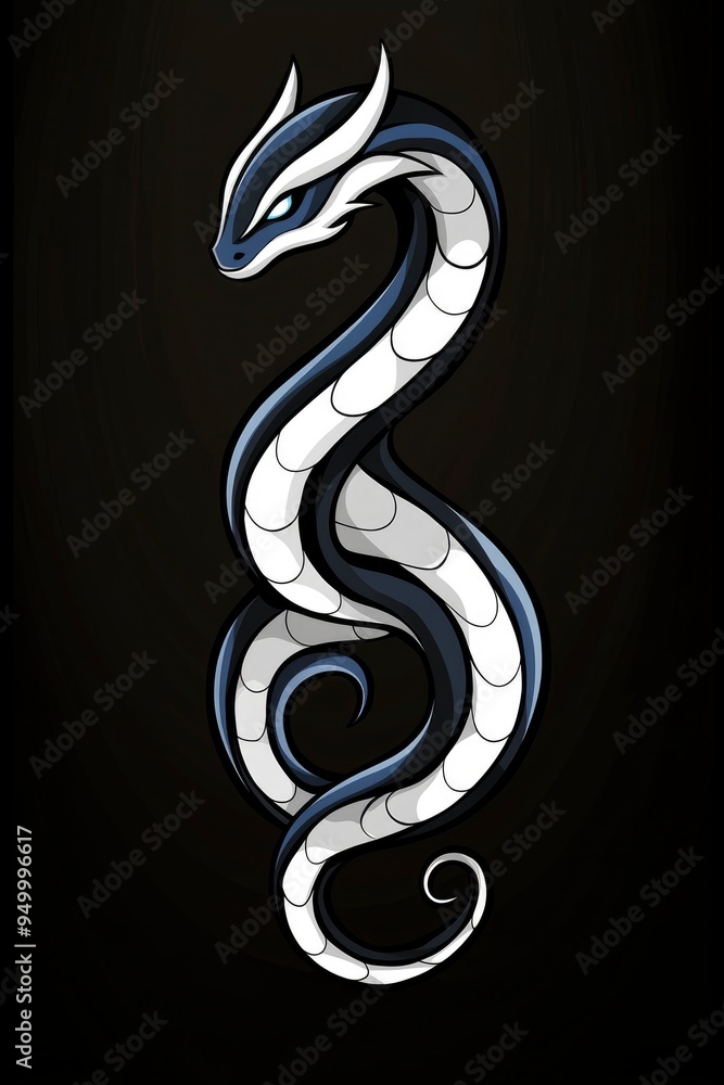 Naklejka premium Coiled Dragon Illustration