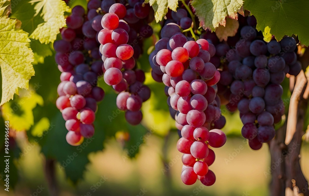 red grapes in vineyard red grapes in vineyard