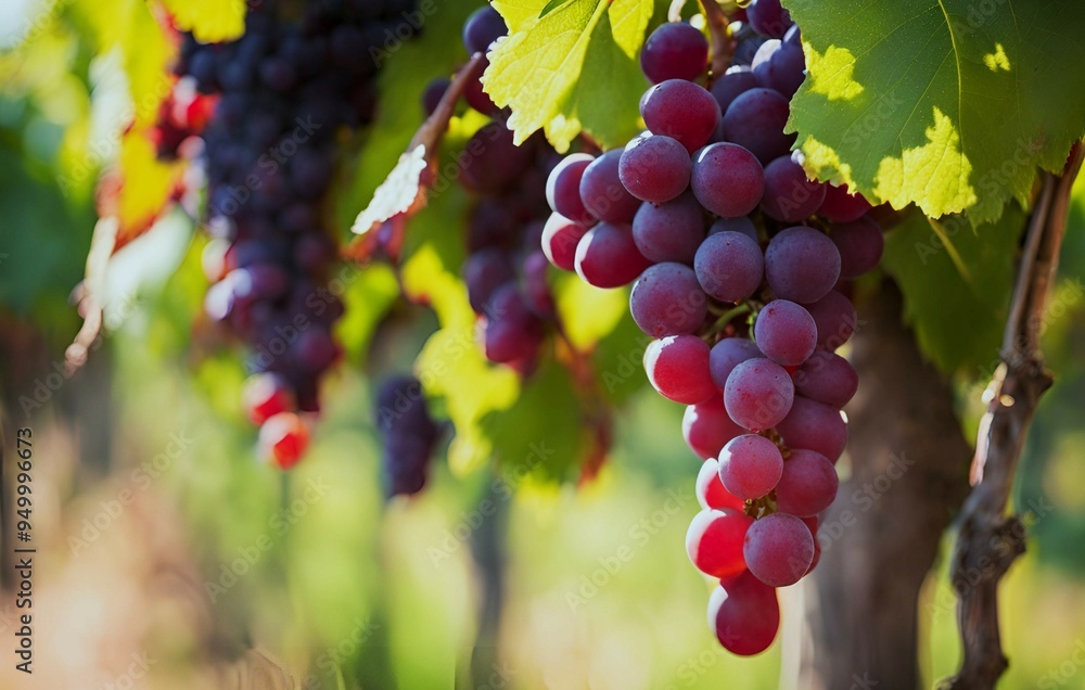 Fototapeta premium red grapes in vineyard