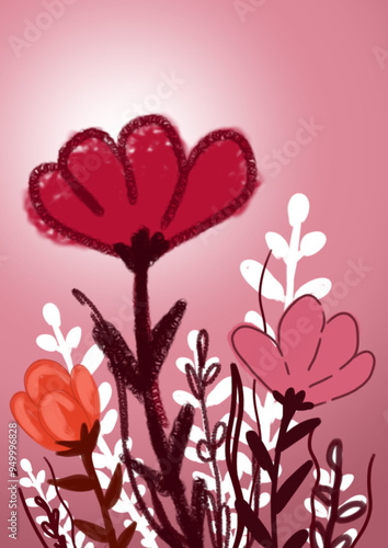 Beautiful flowers illustration for card, poster design