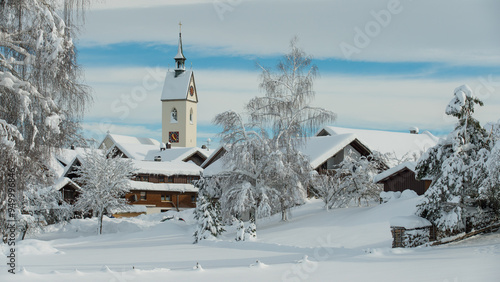 Church in winter in German village Weiler im Allgäu