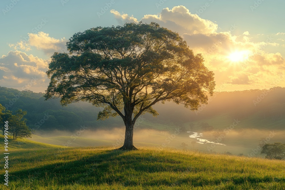 Solitary Tree in a Misty Meadow Solitary Tree in a Misty Meadow