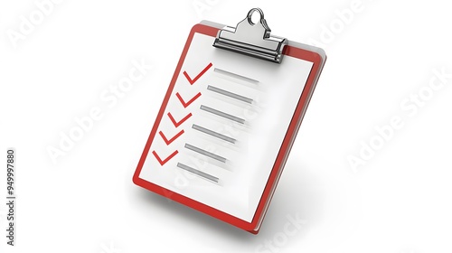 3d Clipboard, checklist symbol. Assignment target icon. Project task management and effective time planning tools. 3d rendering. Vector illustration, white background