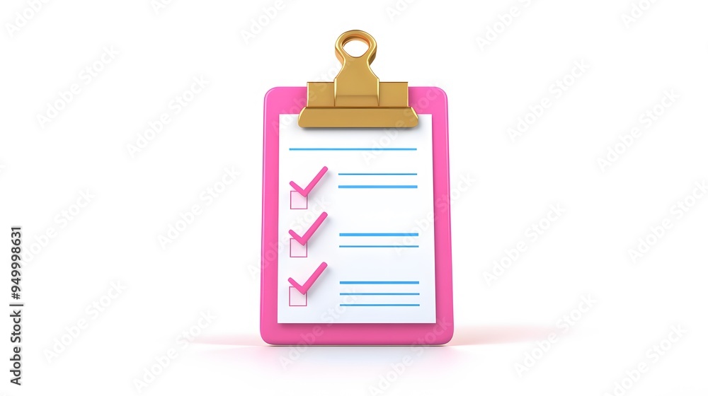 3d Clipboard, checklist symbol. Assignment target icon. Project task management and effective time planning tools. 3d rendering. Vector illustration, white background 3d Clipboard, checklist symbol. Assignment target icon. Project task management and effective time planning tools. 3d rendering. Vector illustration, white background