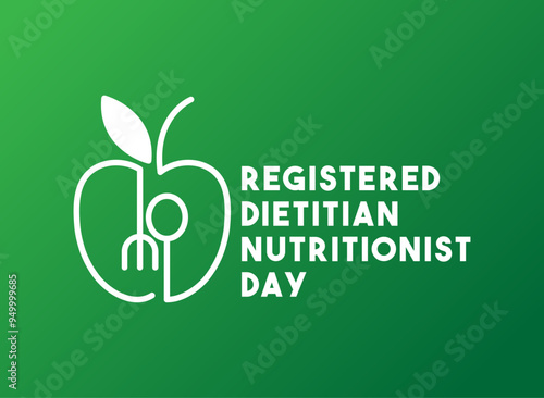 Registered Dietitian Nutritionist Day. The second Wednesday of March. Gradient background.