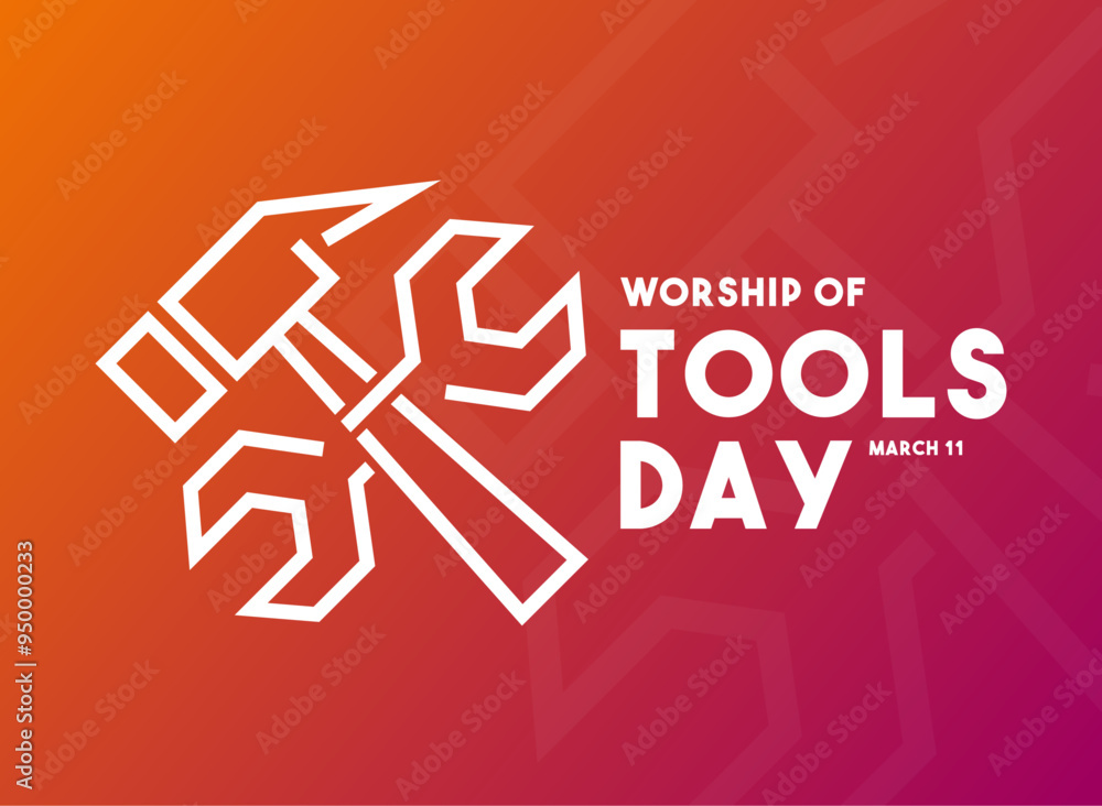 Worship of Tools Day. March 11. Gradient background. Worship of Tools Day. March 11. Gradient background.