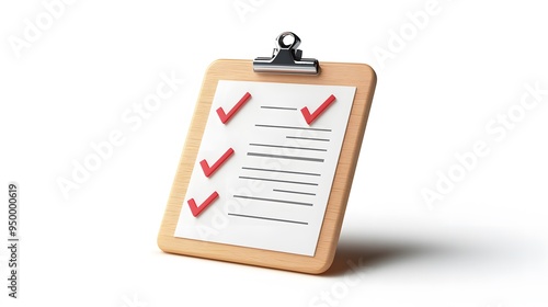 3d Clipboard, checklist symbol. Assignment target icon. Project task management and effective time planning tools. 3d rendering. Vector illustration, white background