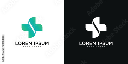 Medical health services symbol logo design. Premium Vector