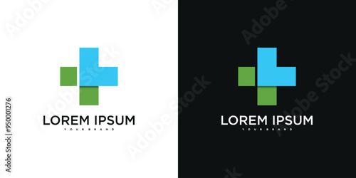 Medical health services symbol logo design. Premium Vector