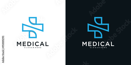 Medical health services symbol logo design. Premium Vector