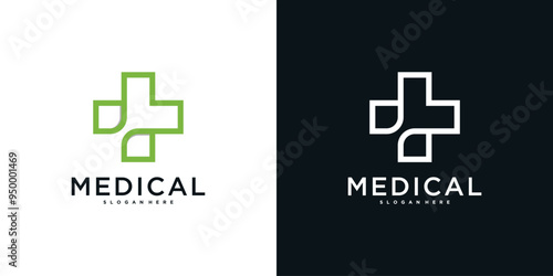 Medical health services symbol logo design. Premium Vector