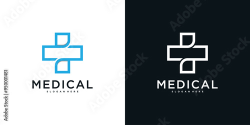 Medical health services symbol logo design. Premium Vector
