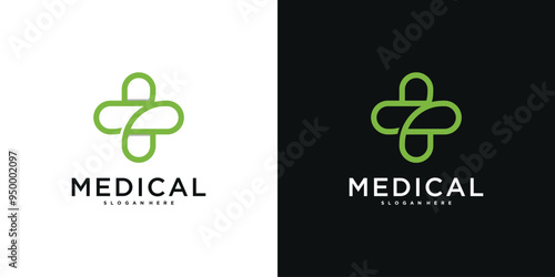 Medical health services symbol logo design. Premium Vector