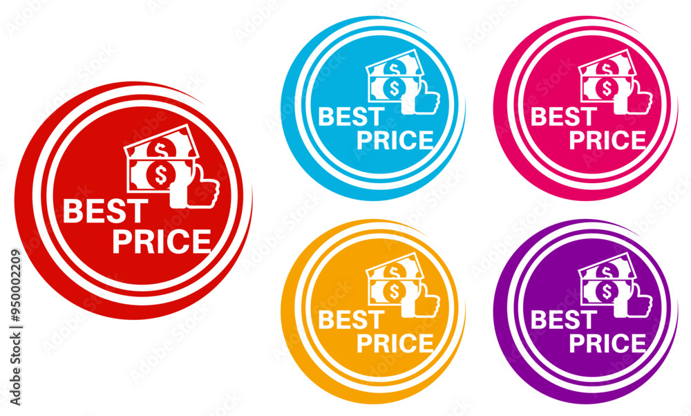 Set collections best price trendy colorful icon sign. special price symbol Best Offer labels design template Vector illustration Set collections best price trendy colorful icon sign. special price symbol Best Offer labels design template Vector illustration