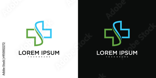 Medical health services symbol logo design. Premium Vector