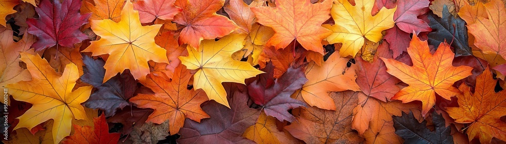 Fallen autumn leaves in a lush forest, vibrant colors, nature's beauty, fall foliage Fallen autumn leaves in a lush forest, vibrant colors, nature's beauty, fall foliage