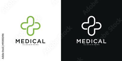 Medical health services symbol logo design. Premium Vector