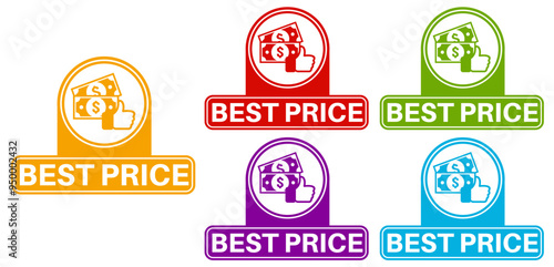 Set collections best price trendy colorful icon sign. special price symbol Best Offer labels design template Vector illustration