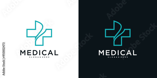 Medical health services symbol logo design. Premium Vector
