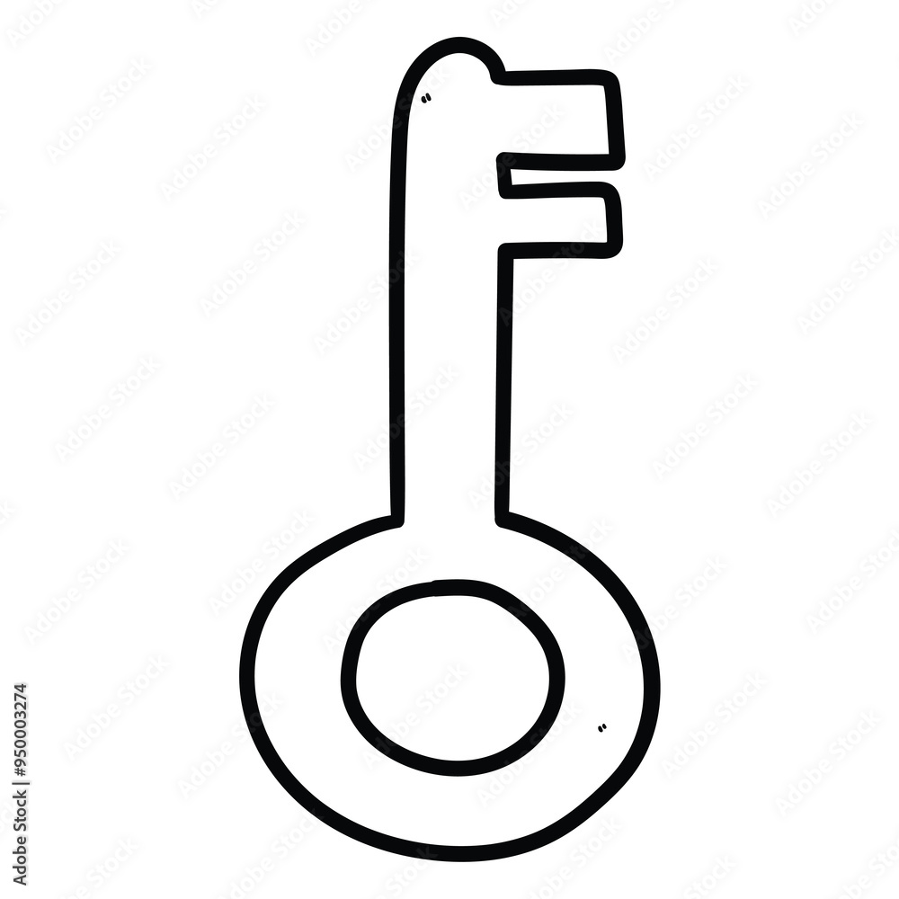 Hand drawn doodle old key on white background. Hand drawn doodle old key on white background.