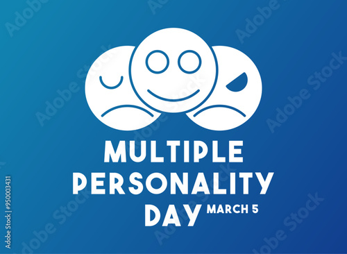 Multiple Personality Day. March 5. Gradient background. Poster, banner, card, background.