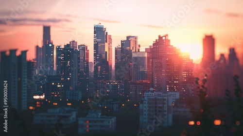 Wallpaper Mural Cityscape at Sunset. Torontodigital.ca