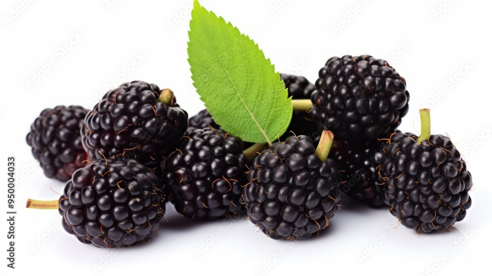 Black raspberries on light white background close up. Neural network ai generated art Black raspberries on light white background close up. Neural network ai generated art