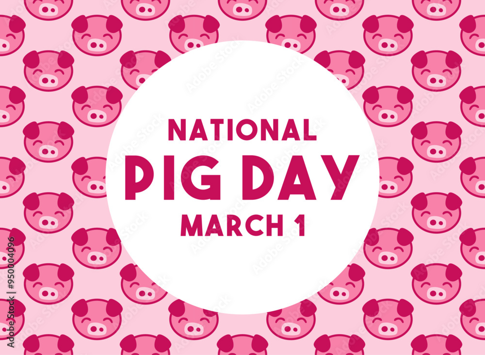 National Pig Day. March 1. Seamless pattern. Flat design vector. National Pig Day. March 1. Seamless pattern. Flat design vector.