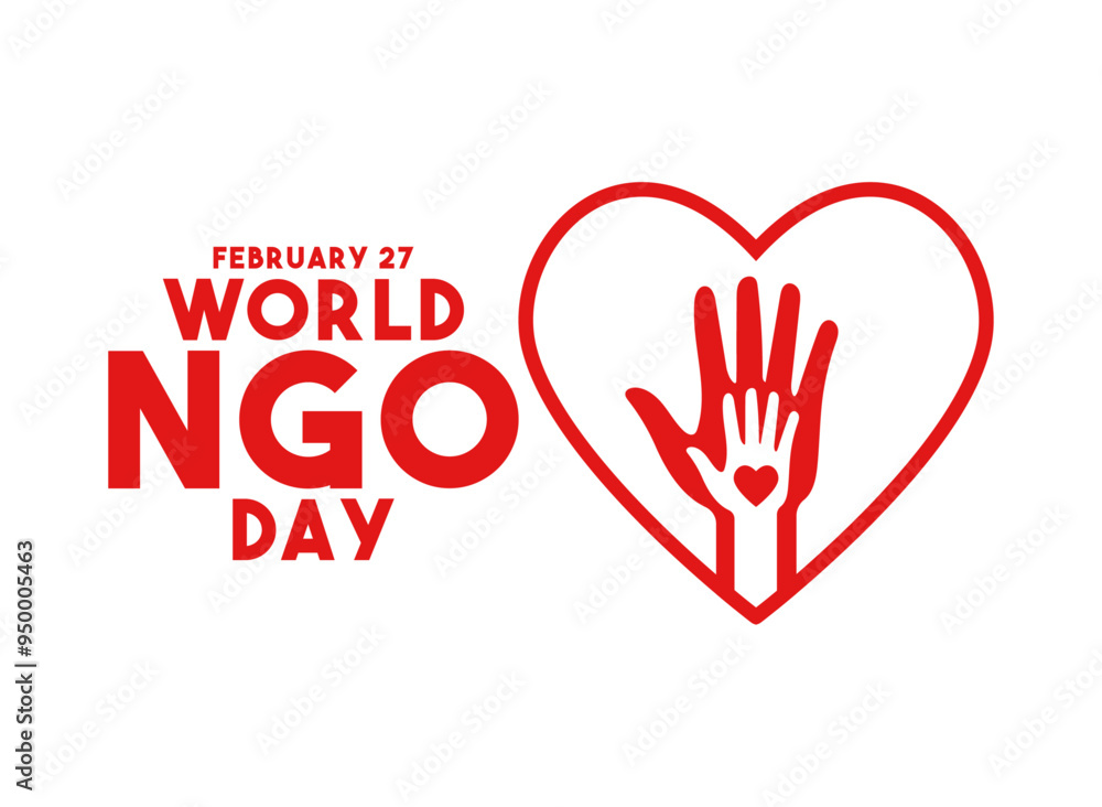 World NGO Day. February 27. White background. World NGO Day. February 27. White background.