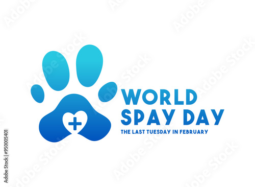 World Spay Day. The last tuesday in February. White background.
