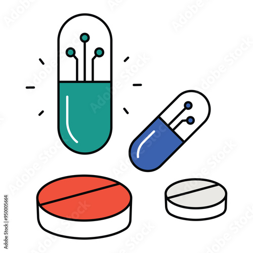Smart Drugs Icon Design. Represents Nootropics, Cognitive Enhancement, Brain Function, Focus. Vector icon with editable Strokes and Colors.
