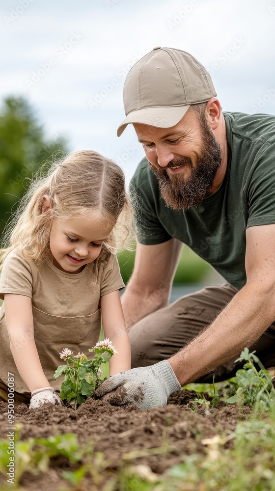 a-father-and-daughter-gardening-together-in-their-backyard-with-hands