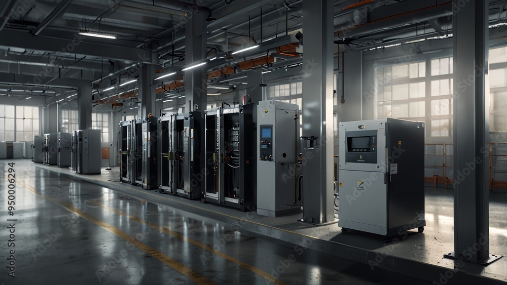 High-tech manufacturing of EV charging stations with automated processes High-tech manufacturing of EV charging stations with automated processes